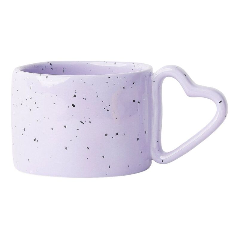 Prickly Pear Lovestruck' Speckled Mug With Heart Handle / Purple 300 ml