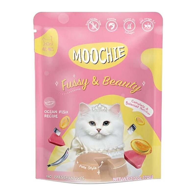 Moochie Fussy & Beauty Ocean Fish Recipe Cat Food Pouch 70g Moochie Fussy & Beauty Ocean Fish Recipe Cat Food Pouch 70g