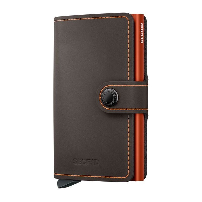 Secrid Miniwallet - Matte Leather - Truffle/Orange