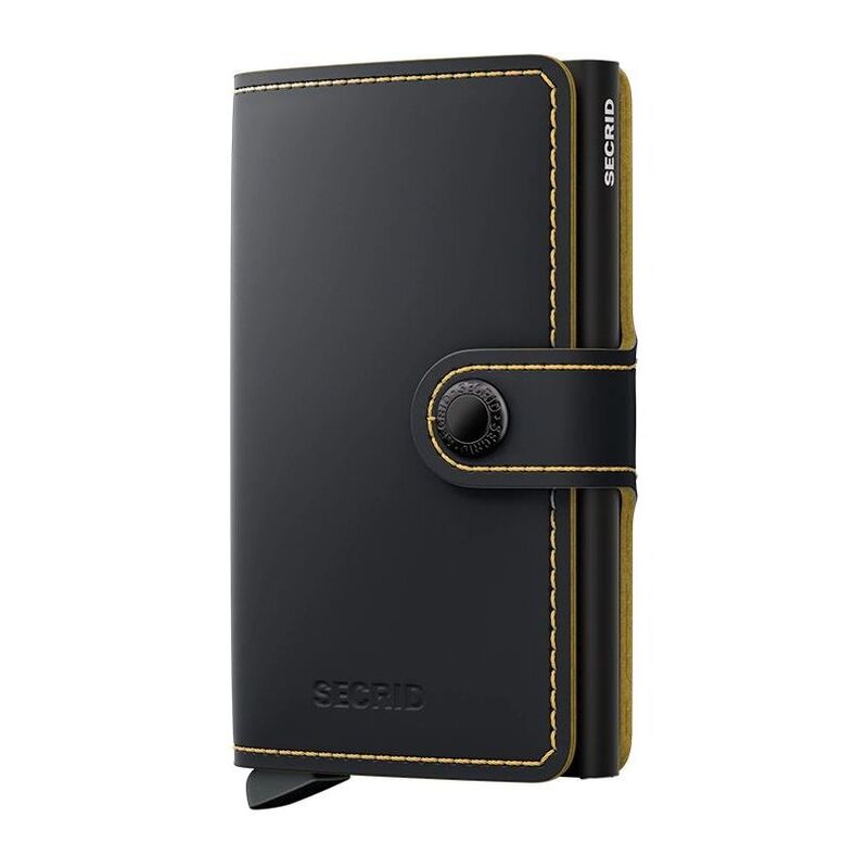 Secrid Miniwallet - Matte Leather - Black/Ochre