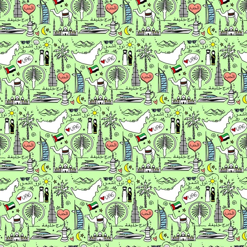 Share The Love UAE Kids Gift Wrapping Paper - Green (Roll)