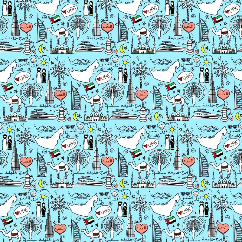 Share The Love UAE Kids Gift Wrapping Paper - Blue (Roll)