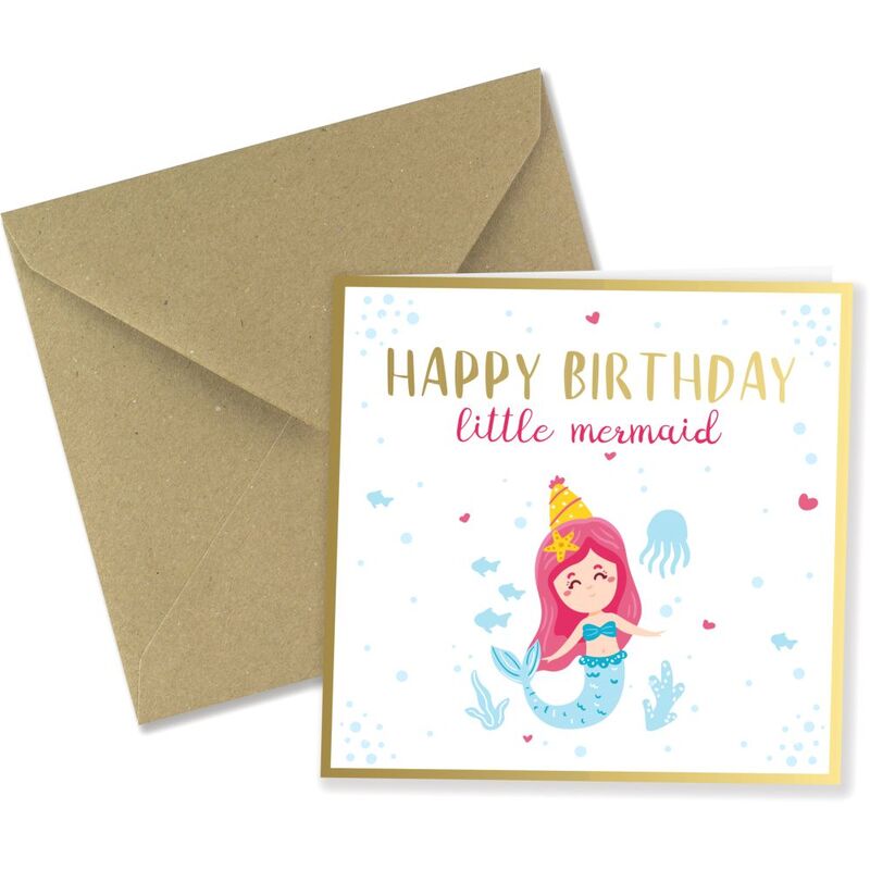 Share The Love Happy Birthday, Little Mermaid - Birthday Greeting Card (15 x 15 Cm)