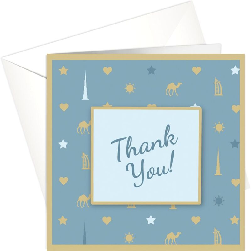Share The Love Blue Thank You Uae Theme Greeting Card (15 x 15 Cm) Share The Love Blue Thank You Uae Theme Greeting Card (15 x 15 Cm)
