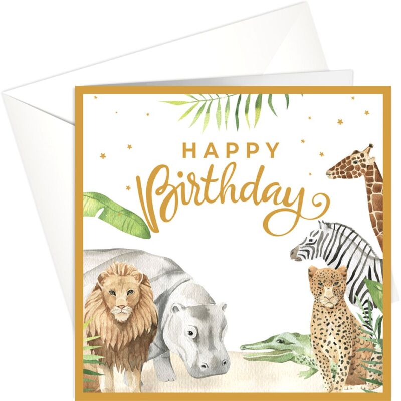 Share The Love Happy Birthday, Animal Theme Kids Birthday Greeting Card (15 x 15 Cm)