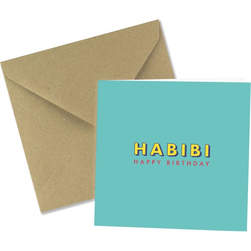 Share The Love Habibi Happy Birthday (Neon) - Greeting Card (15 x 15 Cm)