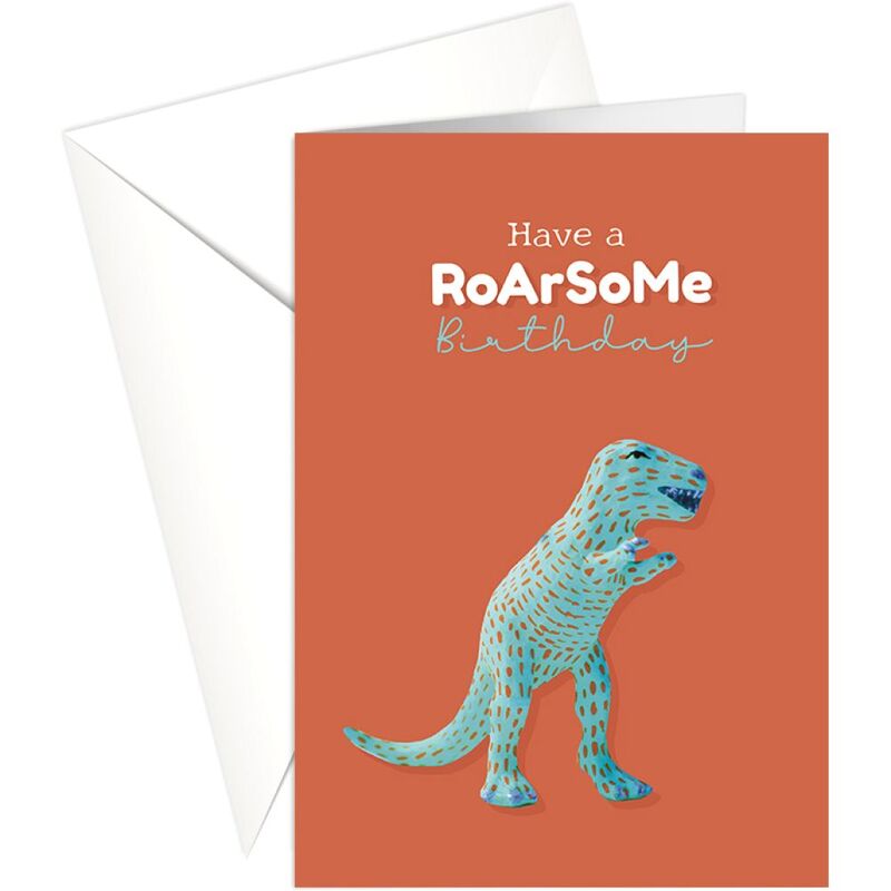Share The Love Have A Roarsome Birthday Blue Dino Greeting Card (18 x 13 Cm)