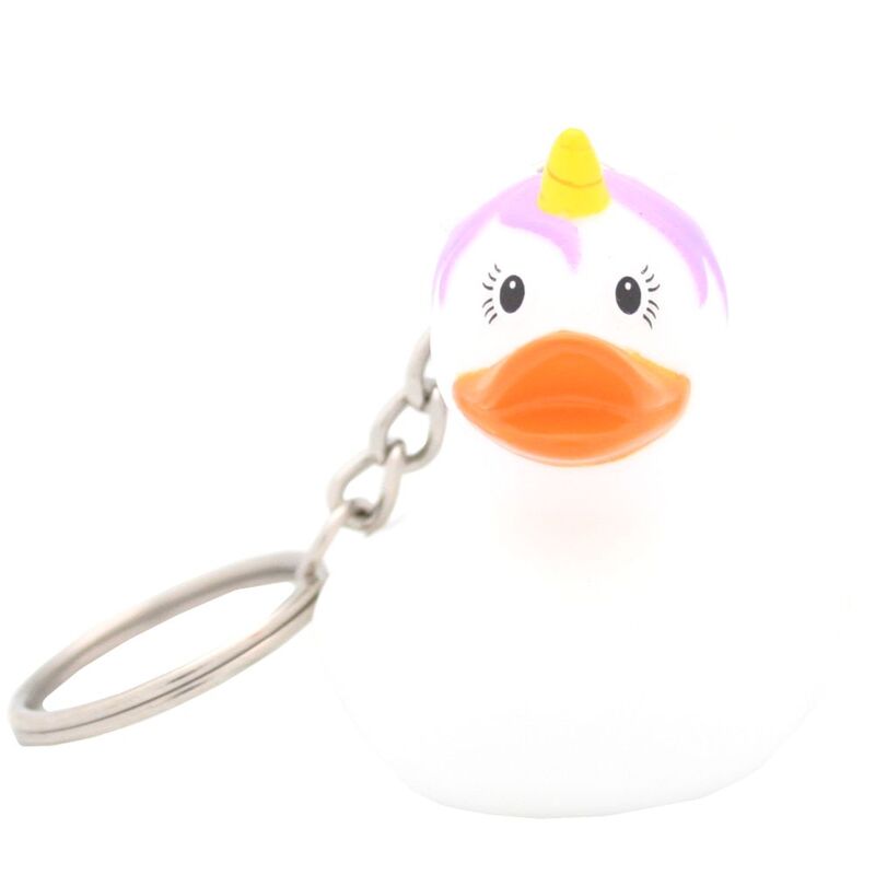 Lilalu White Unicorn Rubber Duck Keychain
