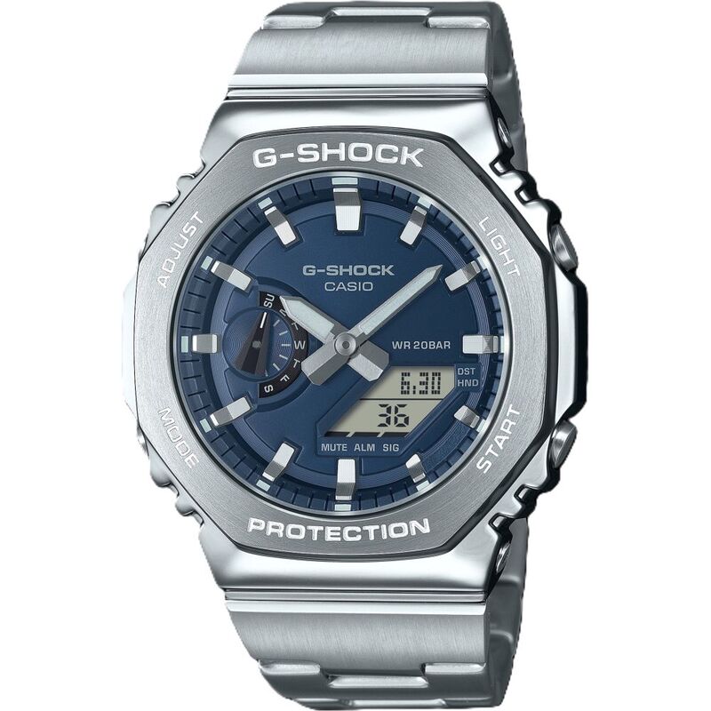 Casio GM-2110D-2BDR G-Shock Men's Analog/Digital Stainless Steel Watch - Silver