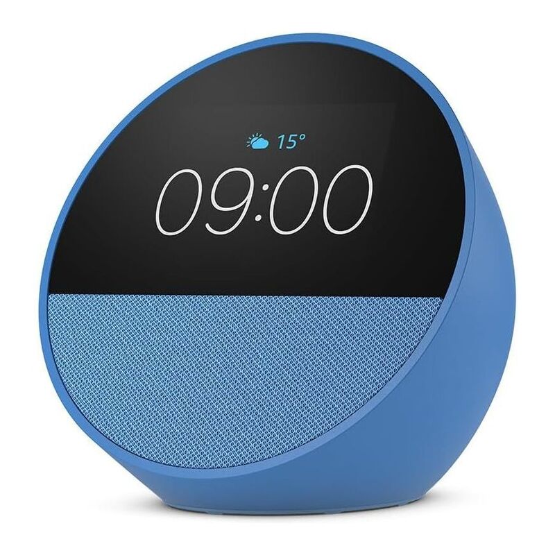 Amazon Echo Spot Smart Alarm Clock with Alexa - Ocean Blue (2024)