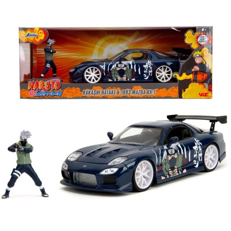 Jada Toys Naruto Shippuden Kakashi Hatake & 1993 Maza Rx-7 Diecast Model Car 1.24 Scale