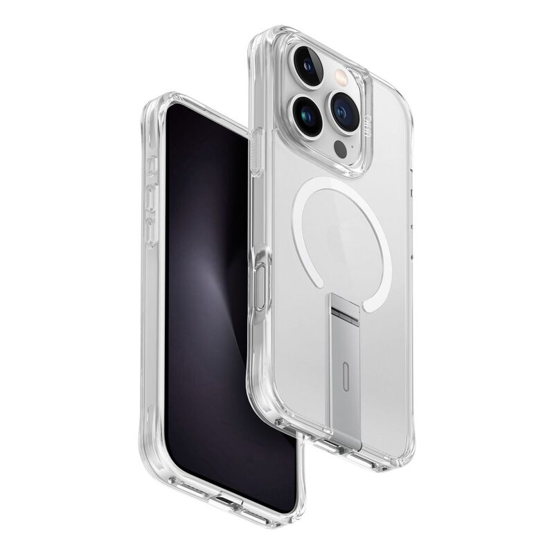 UNIQ Hybrid iPhone 16 Pro (2024) Case 6.3 Magclick Charging Eleva With Vertical Stand - Lucent (Clear)