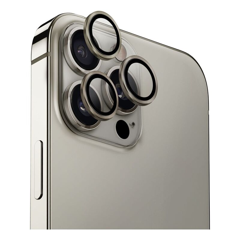 UNIQ Optix iPhone 16 Pro/Pro Max (2024) 6.3/6.9 Aluminium Camera Lens Protector - Titanium (Grey)