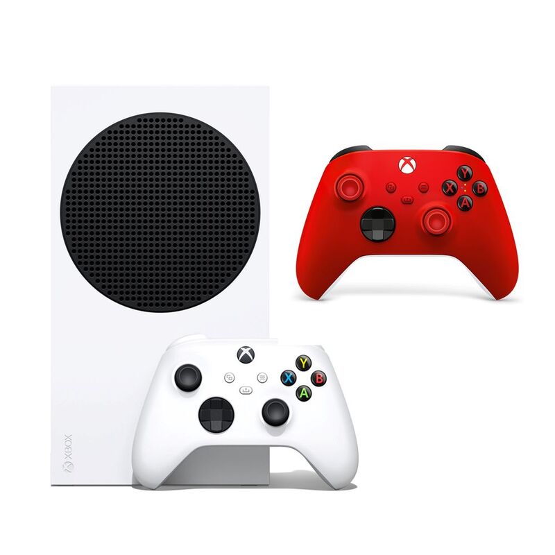 Microsoft Xbox Series S 512GB Console With White Wireless Controller + Red Wireless Controller