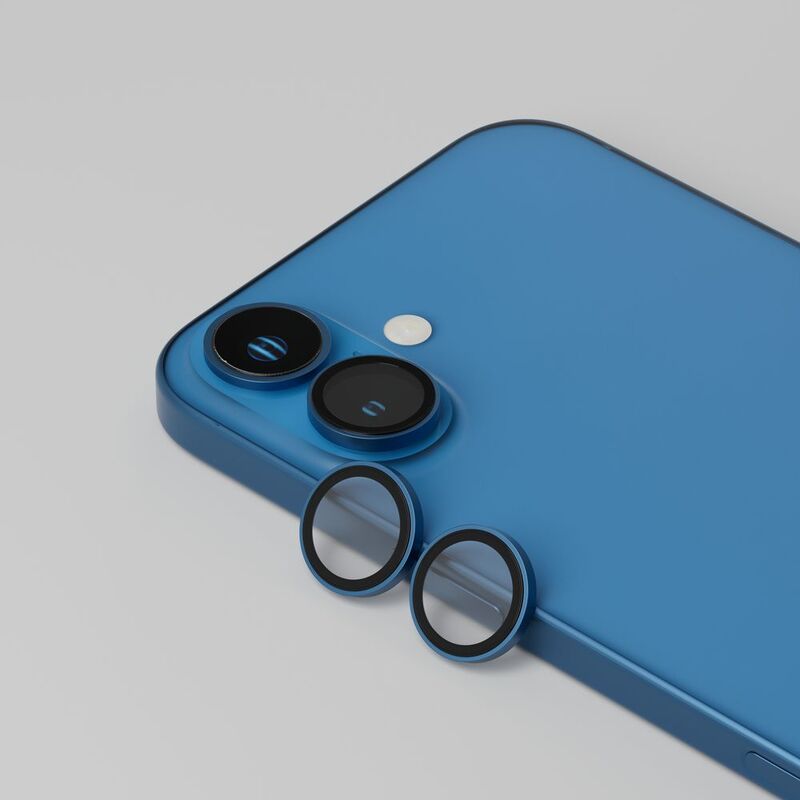 Levelo Duo Lens Protector With 99% Transparency For iPhone 16/16 Plus - Blue