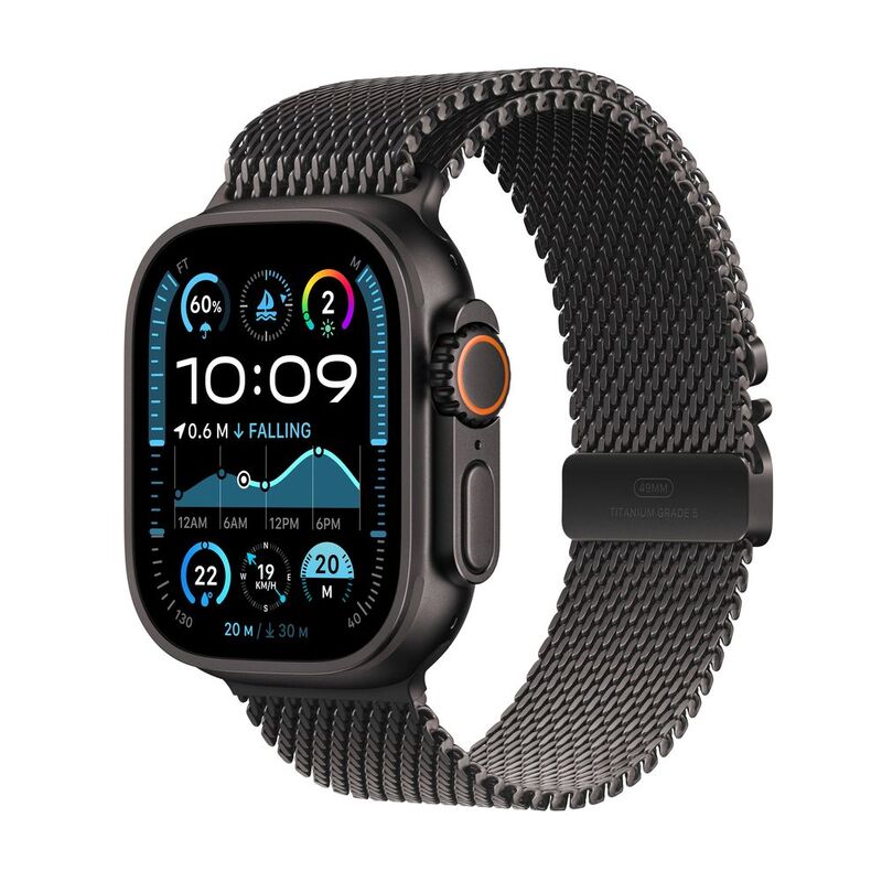 Apple Watch Ultra 2 (2024) GPS + Cellular 49mm Black Titanium Case with Black Titanium Milanese Loop - L