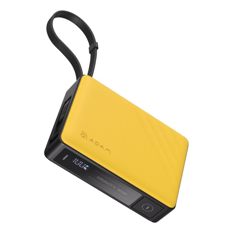 ADAM elements GRAVITY 30W Fast Charging 10000mAh Power Bank with Built-In Cable - Yellow