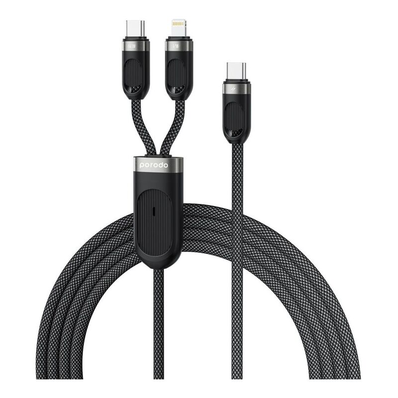 Porodo Type-C & Lightning Fast Charging Cable USB-C PD Input - Black Porodo Type-C & Lightning Fast Charging Cable USB-C PD Input - Black