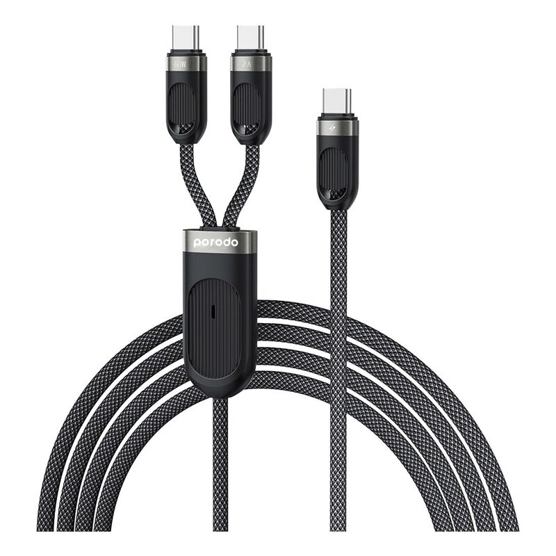 Porodo Dual Type-C Fast Charging Cable USB-C PD Input - Black Porodo Dual Type-C Fast Charging Cable USB-C PD Input - Black
