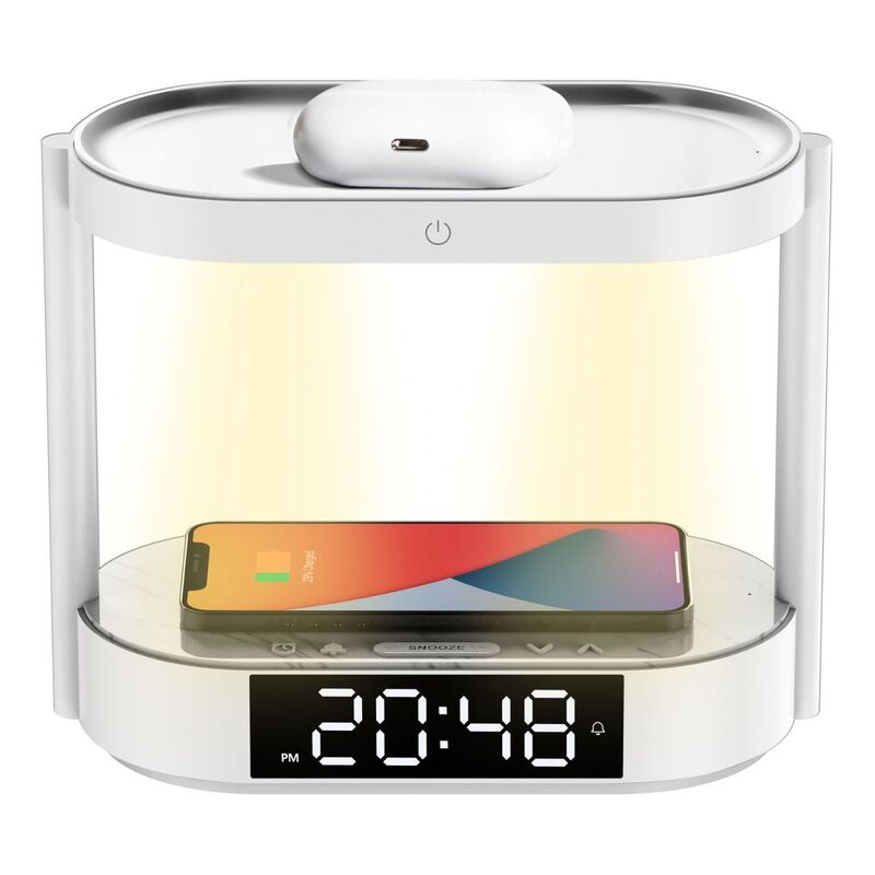 Porodo Bedside Lamp Wireless Charging & Digital Clock - White Porodo Bedside Lamp Wireless Charging & Digital Clock - White