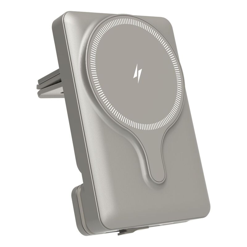 Powerology 5000mAh Power Bank Magsafe Charging Air-Vent Mount - Titanium Powerology 5000mAh Power Bank Magsafe Charging Air-Vent Mount - Titanium