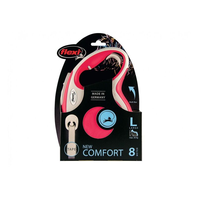 Flexi New Comfort L Tape Cat/Dog Leash 8M - Red/White Flexi New Comfort L Tape Cat/Dog Leash 8M - Red/White