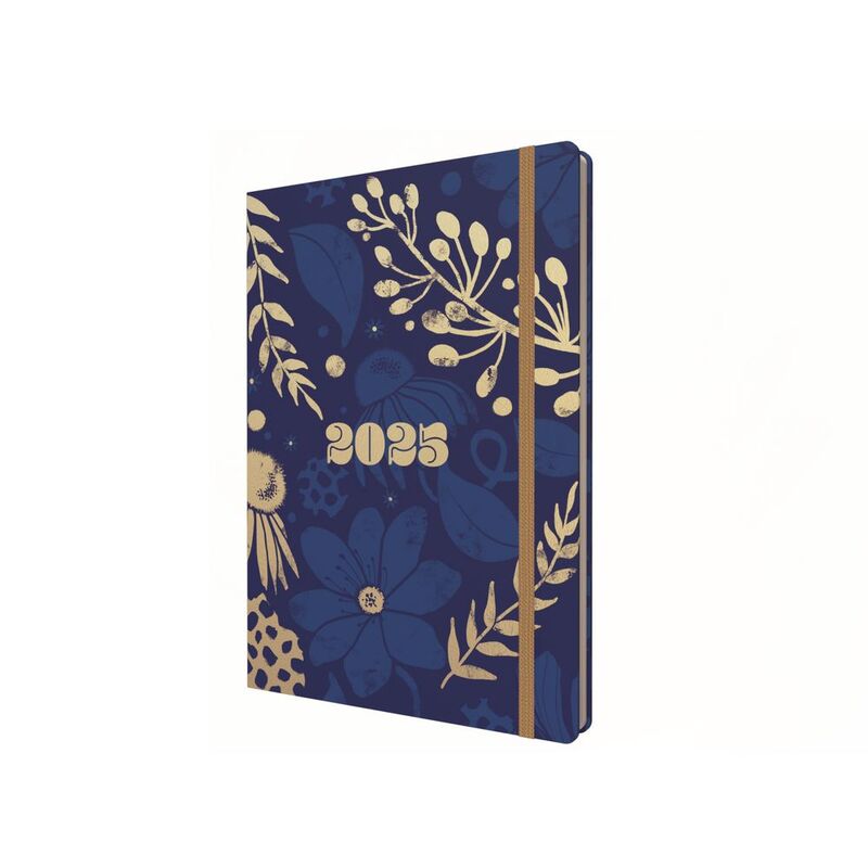 Collins Debden Abstract Botanicals 2025 A5 Planner Week To View Diary - Blue