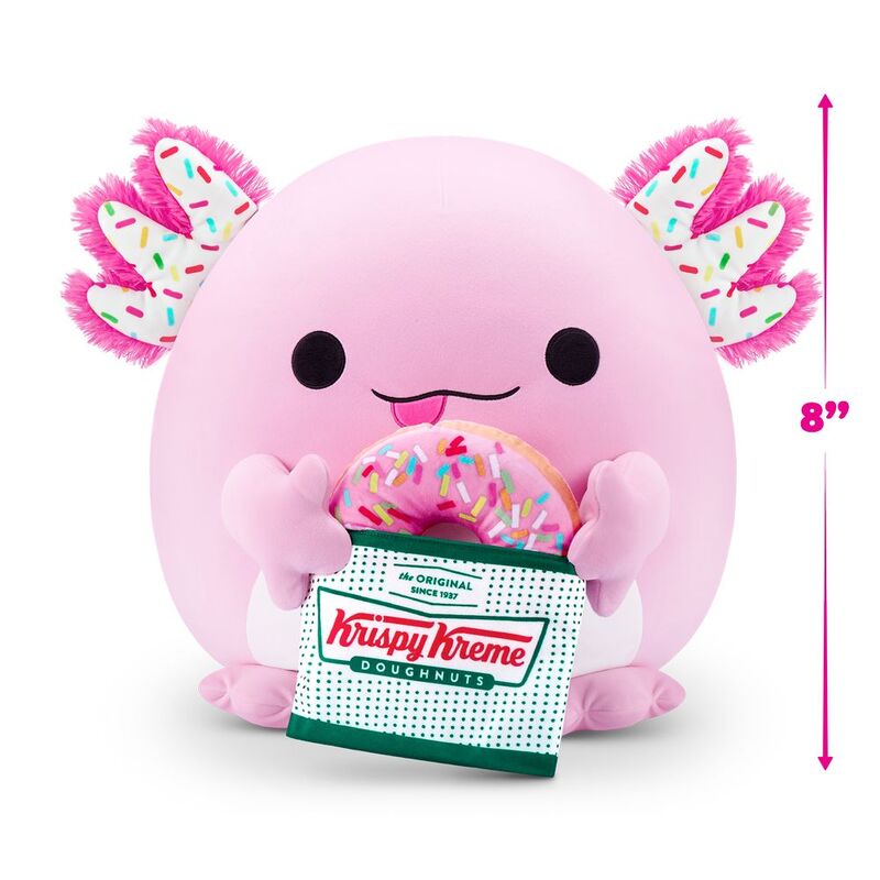 Snackles Series 2 Abbie The Axolotl And Krispy Kreme (Strawberry Frosted Donut) 8-Inch Plush Toy