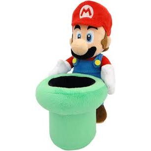 San-Ei Super Mario Mario With Warp Pipe 9-Inch Plush Toy