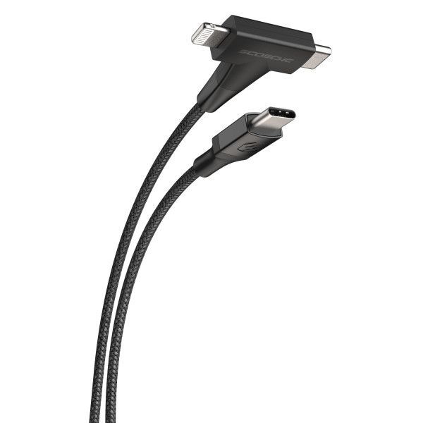 Scosche Strikeline HH 2-In-1 USB-C -Lightning Cable - Black Scosche Strikeline HH 2-In-1 USB-C -Lightning Cable - Black
