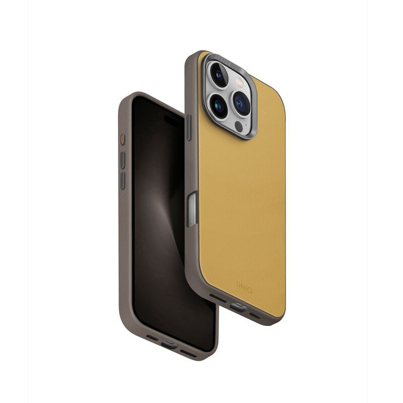 Uniq Hybrid iPhone 16 Pro Magclick Charging Lyden Case - Canary Yellow/Flint Grey