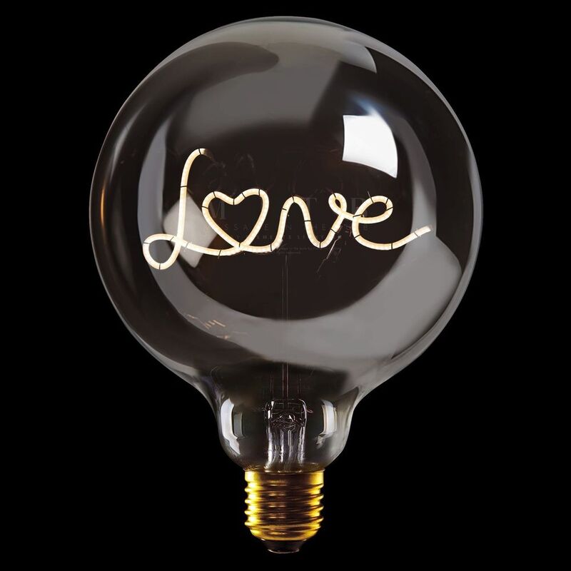 Message In The Bulb - Love - Plated Smoke Glass/2700K LED Light Bulb (6 Volt)