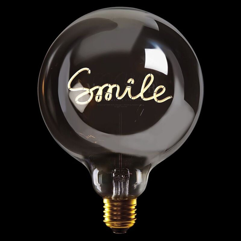 Message In The Bulb - Smile - Plated Smoke Glass/2700K LED Light Bulb (6 Volt) Message In The Bulb - Smile - Plated Smoke Glass/2700K LED Light Bulb (6 Volt)