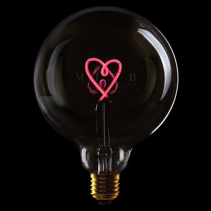 Message In The Bulb - Heart - Clear Glass/Red LED Light Bulb (6 Volt)