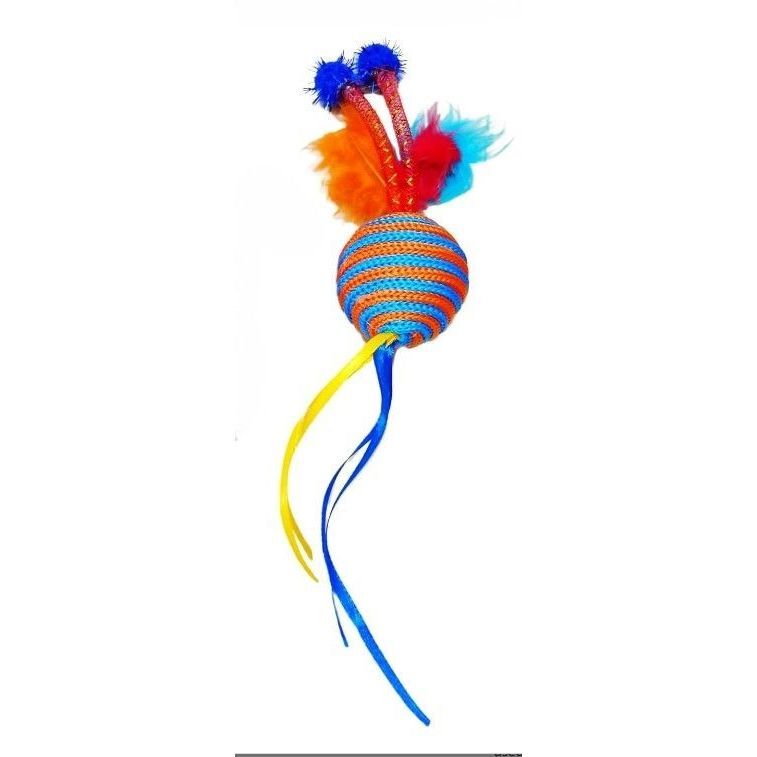 Wild Catz Flying Bobber Fabric Feature Cat Toy - Mulitcolor - 1Pc