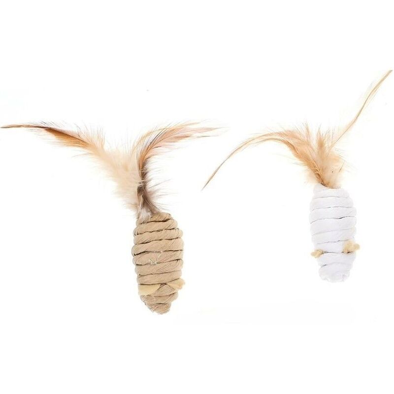 Wild Catz Fluffy Mice Cat Toy - 2.5 x 11cm - Set of 2