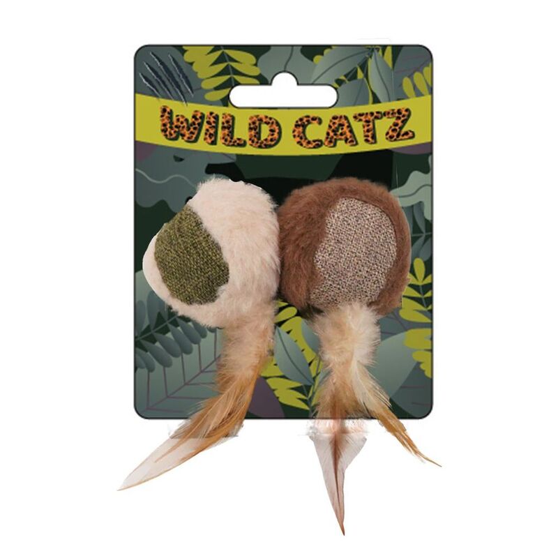 Wild Catz Baseball Mice Cat Toy - 6. x 16cm