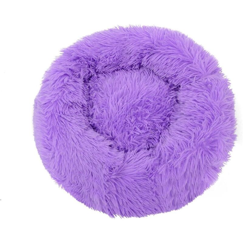 Grizzly Velor Round Plush Purple Dog Bed Small - 50 x 15cm