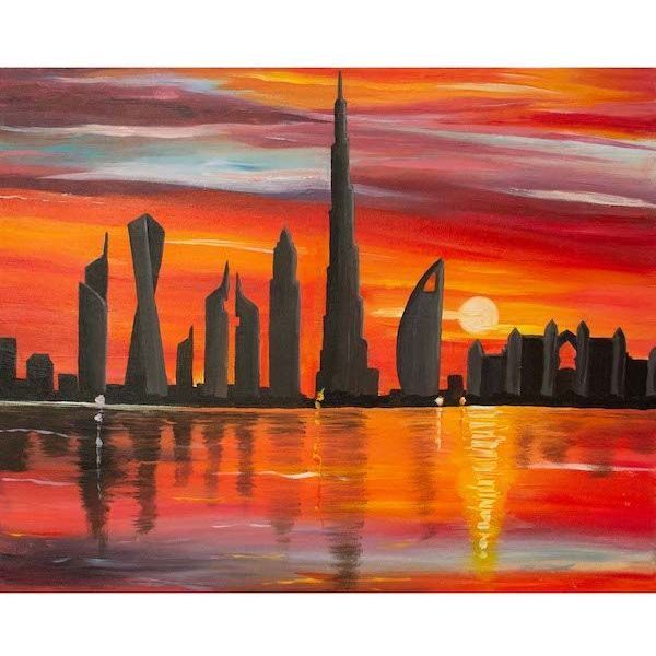 We Love Art - Impressionism - Dubai Skyline Guided Painting Art Set