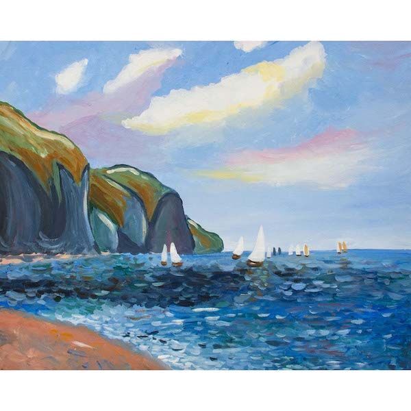 We Love Art - Impressionism - Cliffs & Sailboats At Pourville Guided Painting Art Set