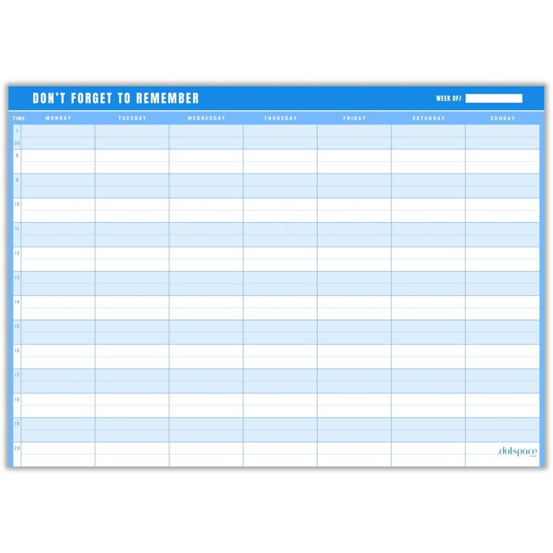 Dotspace Don't Forget To Remember Weekly Calendar - Blue