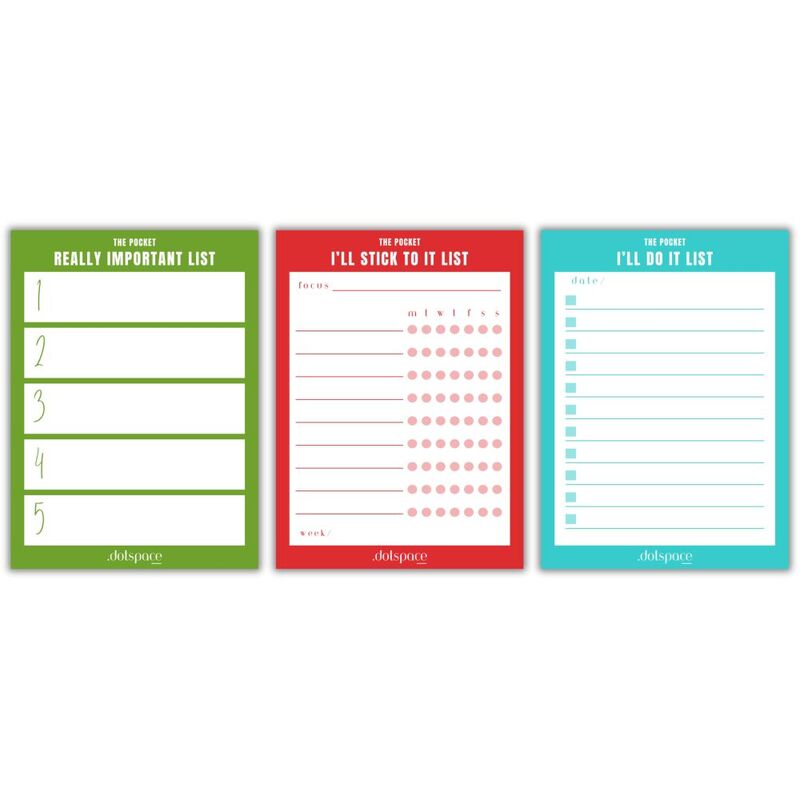 Dotspace The Pocket List Pocket Planner Set - Blue/Green/Red