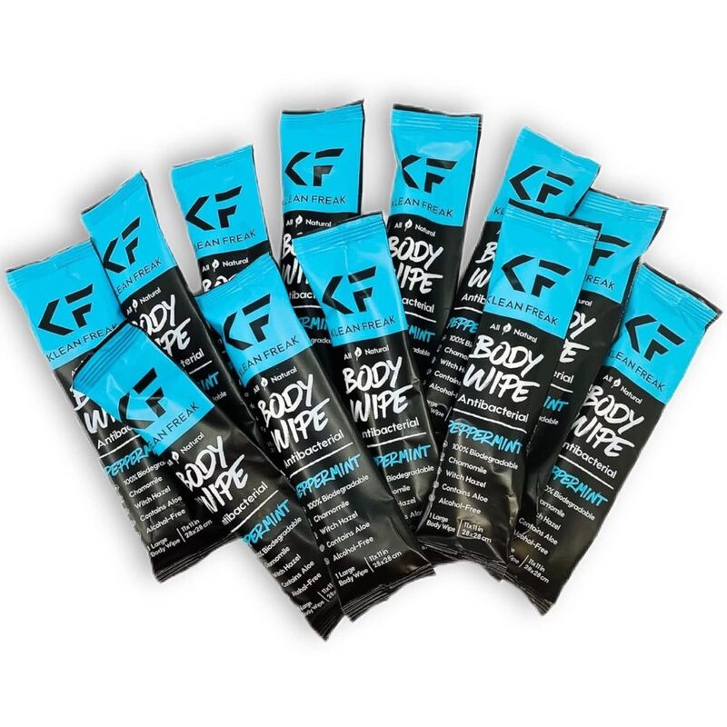 Klean Freak Peppermint Body Wipes (Pack Of 12) - Light Blue