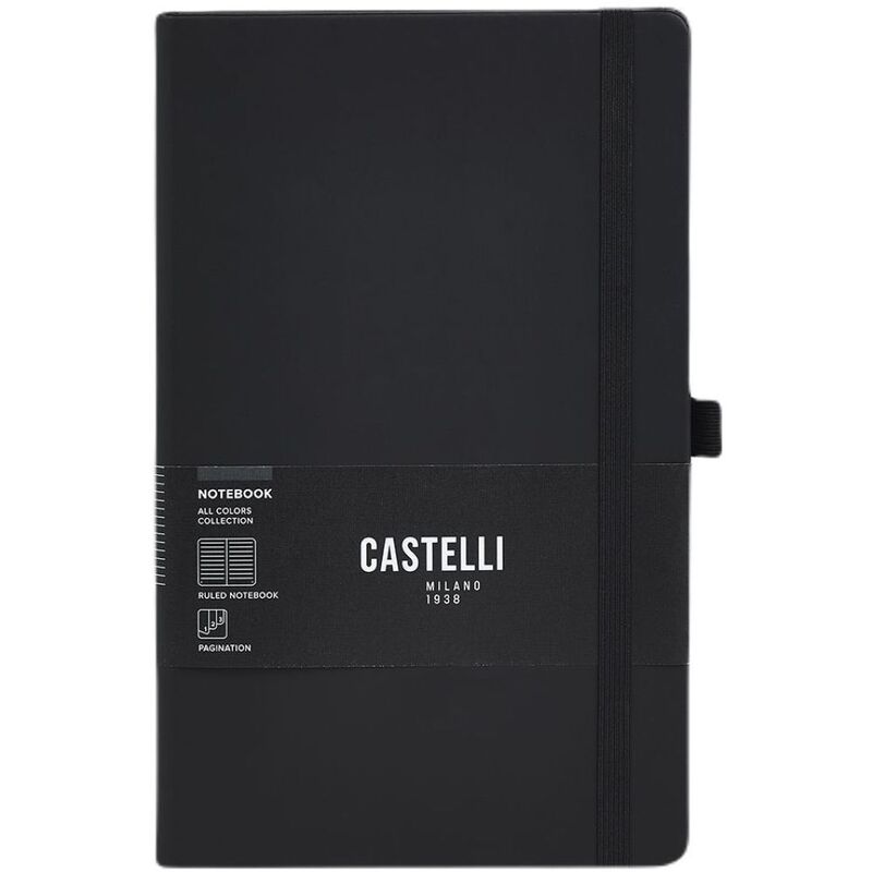 Castelli Large Ruled All Colour Notebook - Black (19 x 25 cm) Castelli Large Ruled All Colour Notebook - Black (19 x 25 cm)
