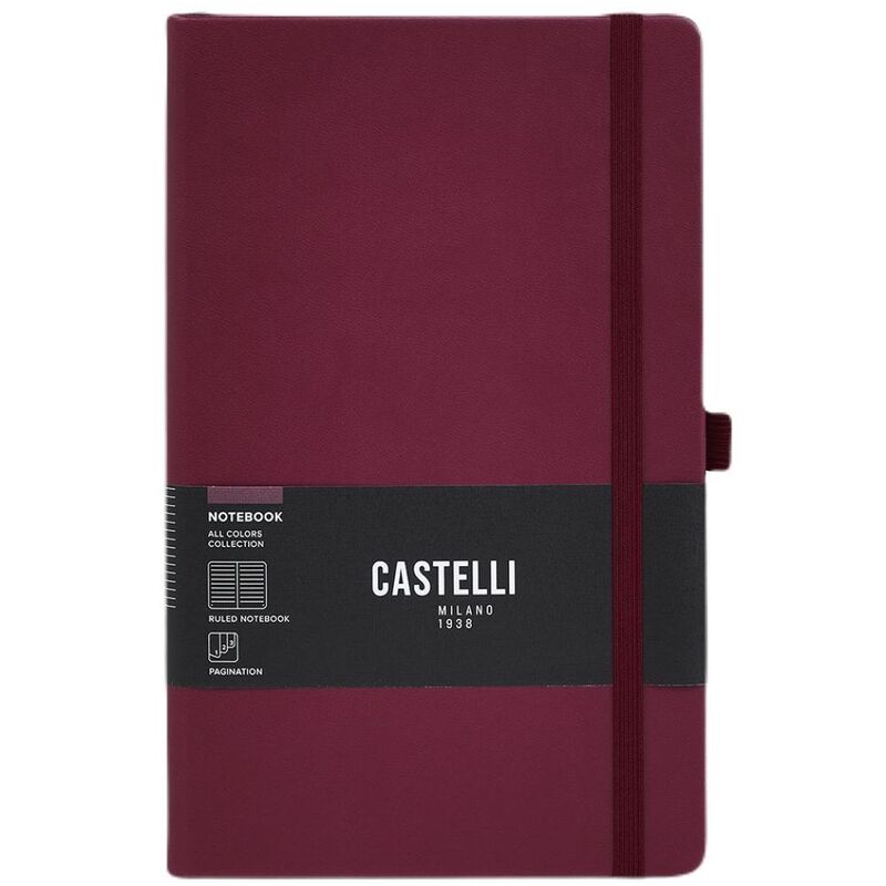 Castelli Large Ruled All Colour Notebook - Burgundy (19 x 25 cm) Castelli Large Ruled All Colour Notebook - Burgundy (19 x 25 cm)