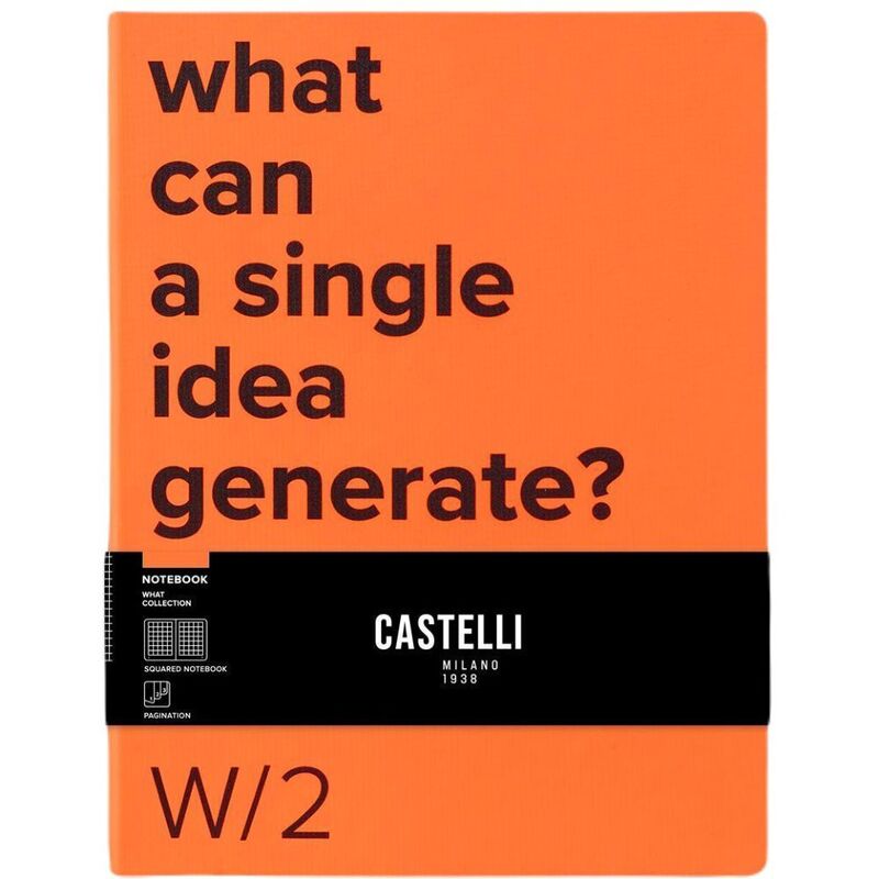 Castelli Large Squared What Notebook W/2 - Orange (19 x 25 cm) Castelli Large Squared What Notebook W/2 - Orange (19 x 25 cm)