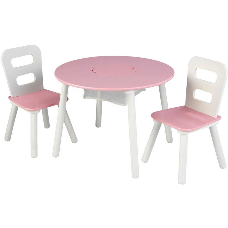Kidkraft Round Storage Table & Chair Set - White & Pink Kidkraft Round Storage Table & Chair Set - White & Pink