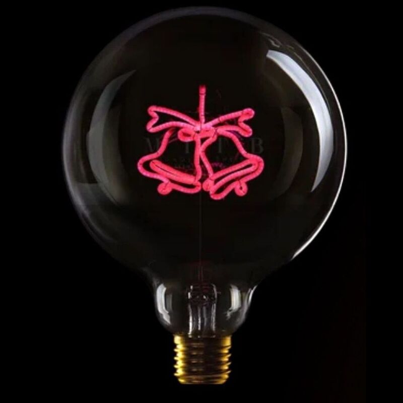 Message In The Bulb - Xmas Bells - Clear Glass/Red LED Light Bulb (6 Volt)