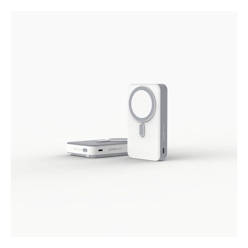 One Adaptr OneGo 5 In 1 MagSafe Wireless Charging Stand PowerBank - White One Adaptr OneGo 5 In 1 MagSafe Wireless Charging Stand PowerBank - White