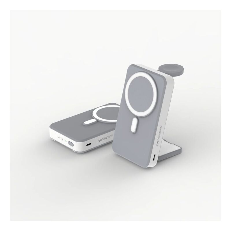 One Adaptr OneGo 5 In 1 MagSafe Wireless Charging Stand PowerBank - Grey One Adaptr OneGo 5 In 1 MagSafe Wireless Charging Stand PowerBank - Grey